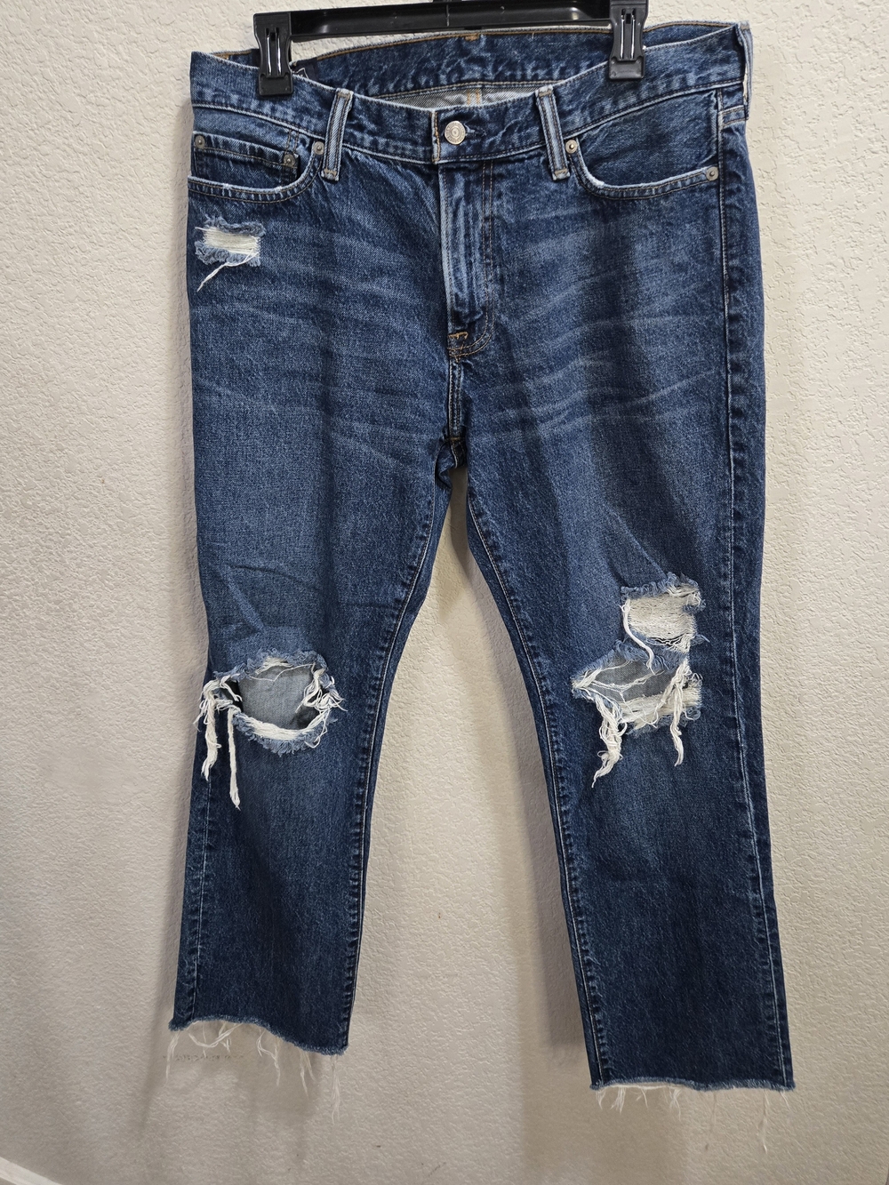 Abercrombie & Fitch Distressed Dark Blue Straight Jeans